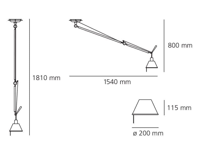 artemide tolomeo decentrata suspension alluminio