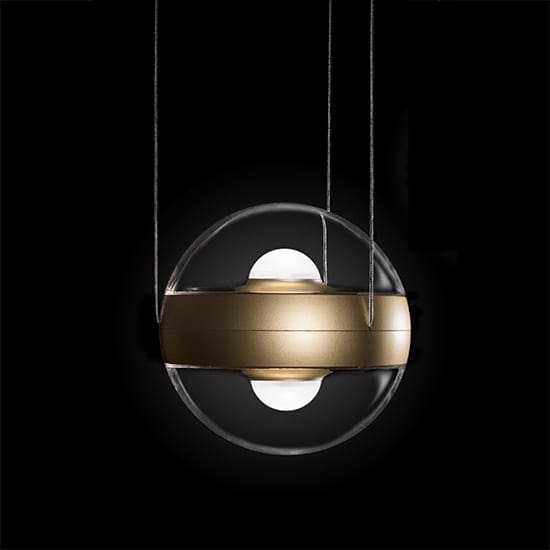 Cini&Nils SFERICO sospensione trasparente – dimmer fase taglio –  oro opaco