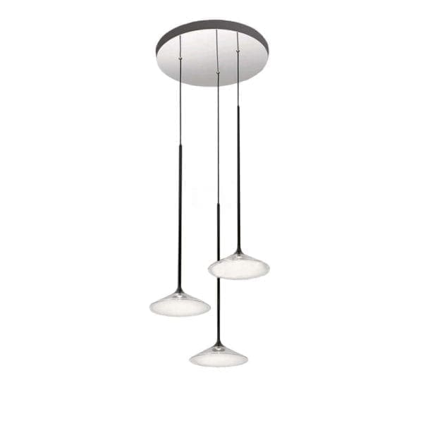 Artemide ORSA CLUSTER 3 - nero diffusore trasparente rosone cromo