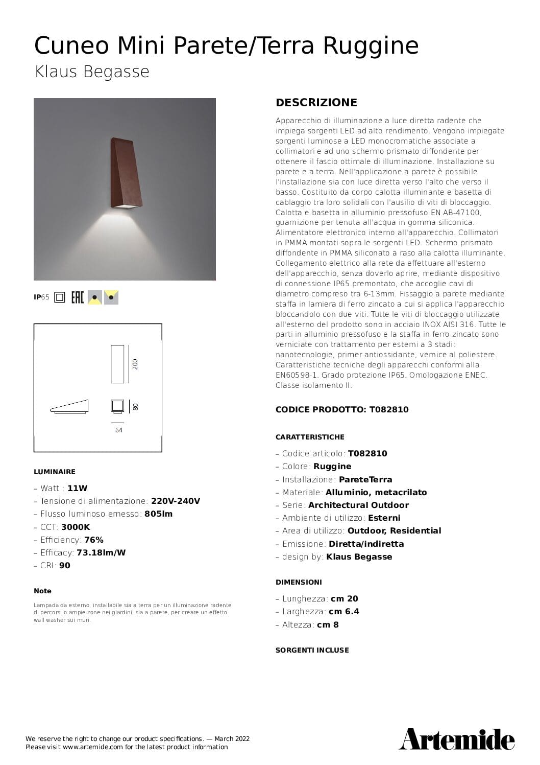 Artemide CUNEO MINI WALL/FLOOR - ruggine - immagine 2