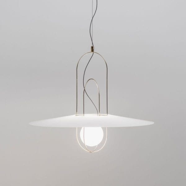 Fontana Arte SETAREH 65 with glass diffuser - glossy gold white