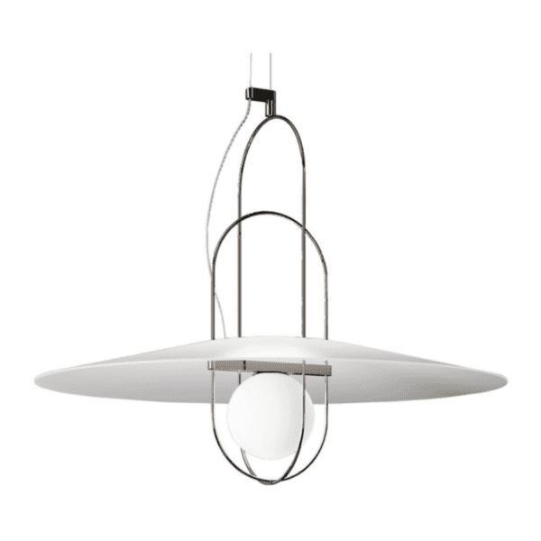 Fontana Arte SETAREH 65 con diffusore in vetro - nero lucido bianco