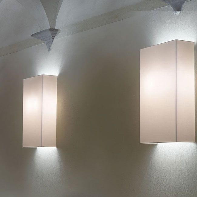 Modoluce RETTANGOLO parete 2 p.luce media verticale 25x40cm – cotone bianco