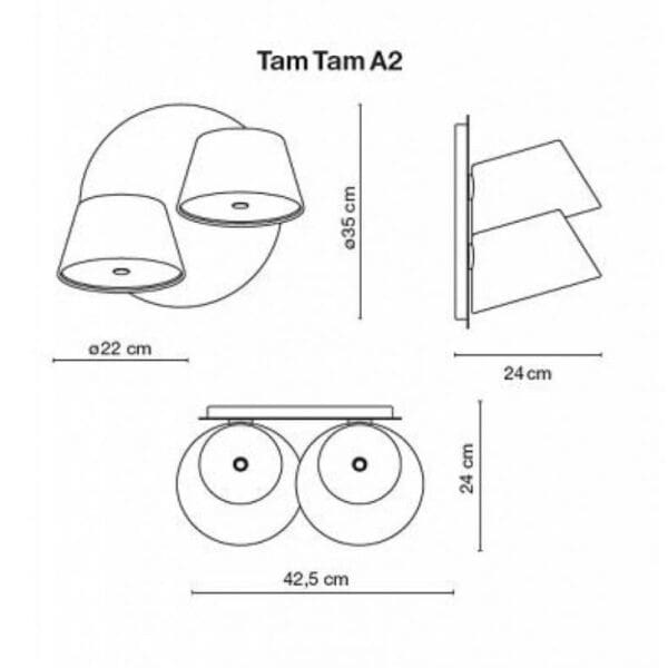 Marset Tam Tam A2 - accessorio base supporto parete bianco per 2 satellite