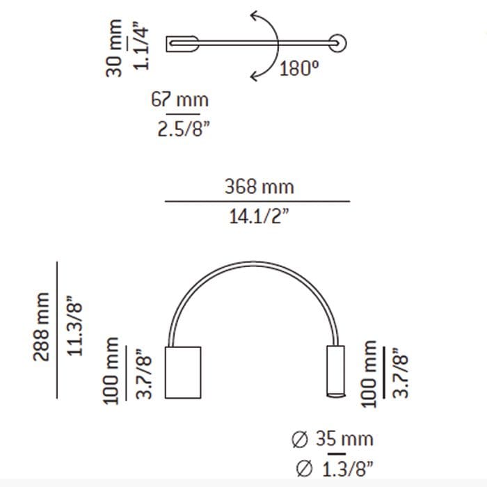 Estiluz VOLTA wall - LED 3000k - 50º angle optic lens - black body with black head finish - Image 3