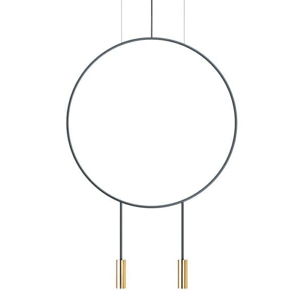 Estiluz REVOLTA T-3636 suspension LED 2700k - black body and gold heads