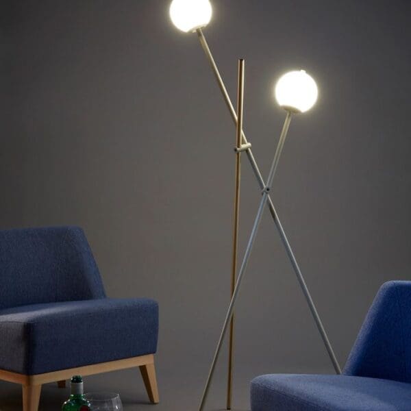 Estiluz ASANA floor - LED 2700k - mink body and limestone gray lamp