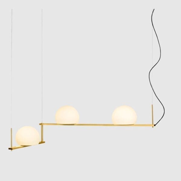 Estiluz CIRC suspension LED 2700k - with three glass shades and rotating arm - satin gold