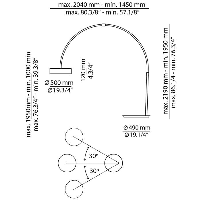 Estiluz IRIS floor - nickel body and gray shade - Image 3
