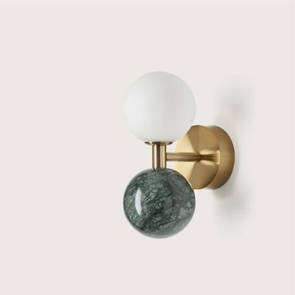 Aromas del Campo DALT - antique gold structure, opal white lampshade and green marble body
