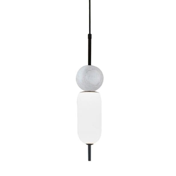 AROMAS DEL CAMPO ANET suspension - matt black structure, opal white shade and white marble body