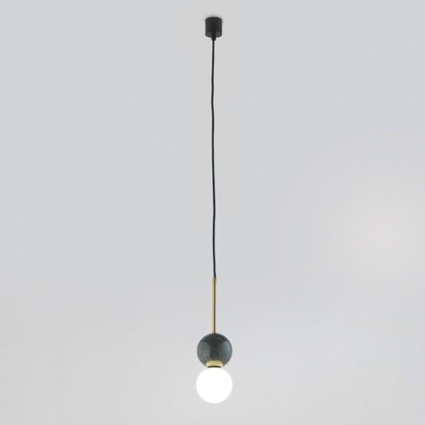 AROMAS DEL CAMPO DALT suspension - antique gold structure, opal white lampshade and green marble body