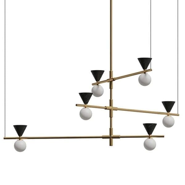 Aromas del Campo ONETA L - antique gold and black marble with opal lampshade