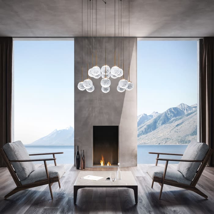 ICONE CRISTALGLOB S33 - suspension - satin brass and crystal - Image 2