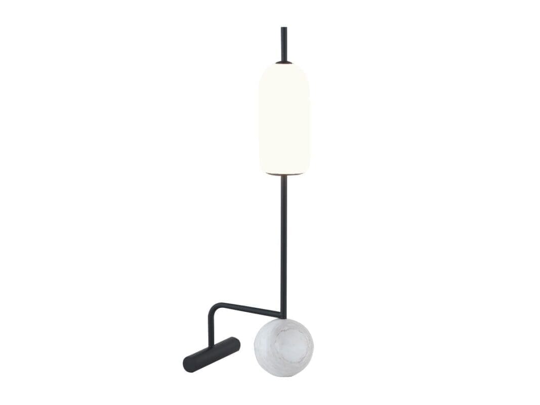 AROMAS DEL CAMPO FUNN - tavolo - nero opaco e marmo bianco con paralume opalino