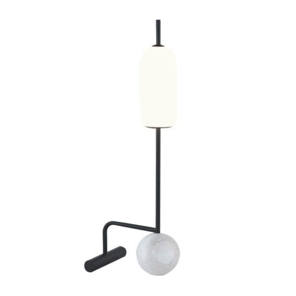 AROMAS DEL CAMPO FUNN - tavolo - nero opaco e marmo bianco con paralume opalino