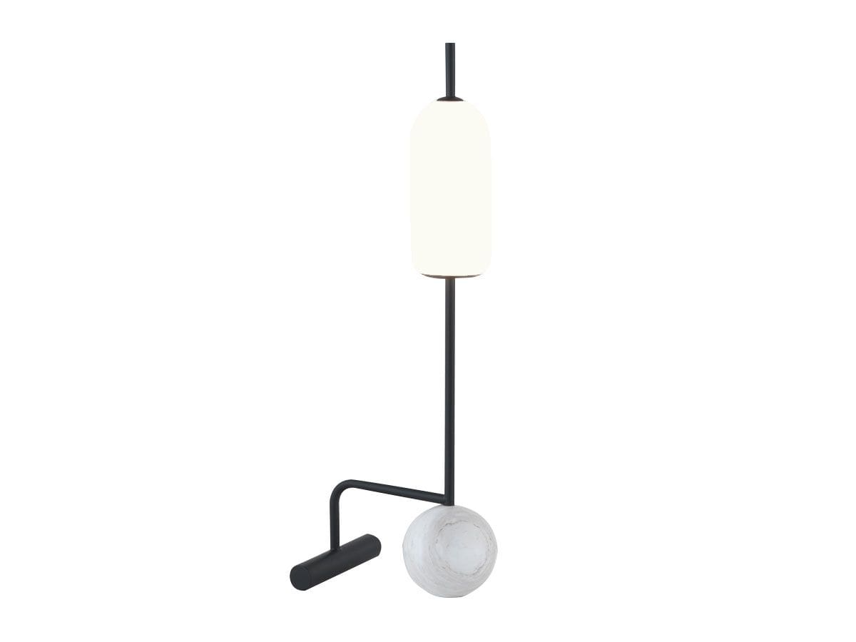 AROMAS DEL CAMPO FUNN - tavolo - nero opaco e marmo bianco con paralume opalino