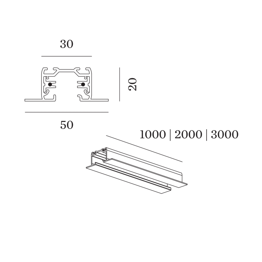 Wever Ducre TRACK PROFILE RECESSED 1-PHASE - 3 metri bianco - immagine 2