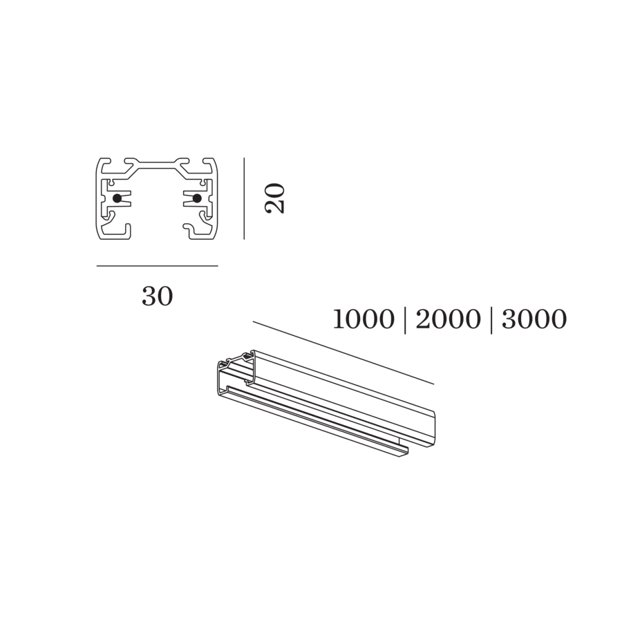 Wever Ducre TRACK PROFILE SURFACE 3-PHASE - 3 metri bianco - immagine 2