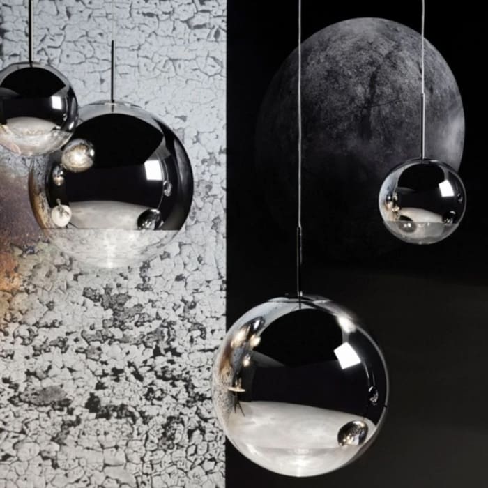 MIRROR BALL 40cm ROUND LED - suspension - silver - Image 2