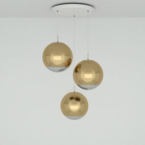 MIRROR BALL 40cm ROUND - suspension - gold
