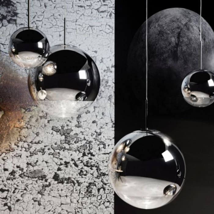 MIRROR BALL 25cm LINEAR LED - suspension silver - Image 2