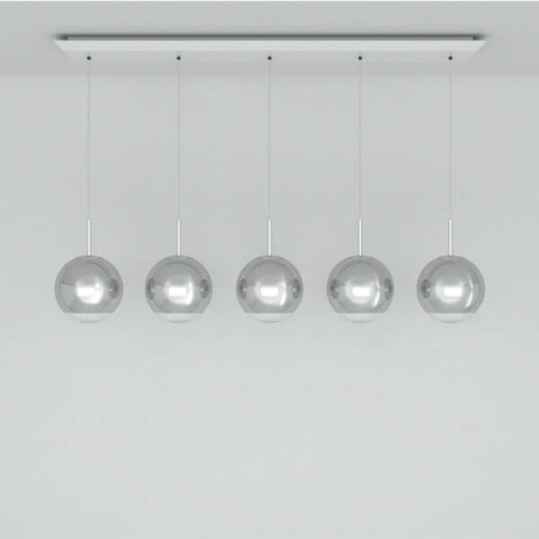 MIRROR BALL 25cm LINEAR LED - suspension silver