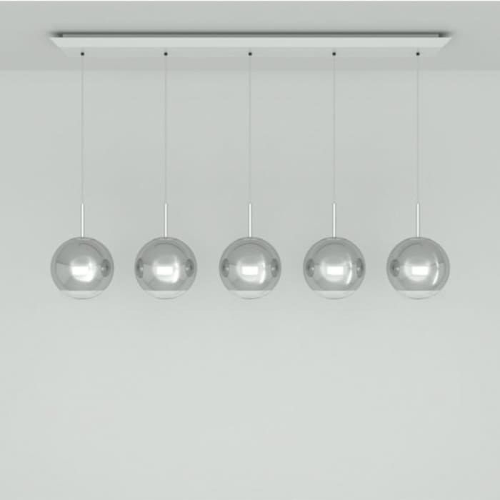 MIRROR BALL 25cm LINEAR LED - suspension silver