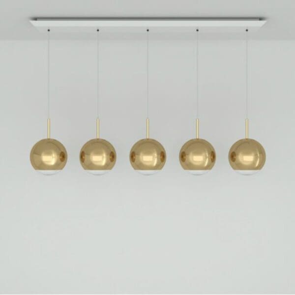 MIRROR BALL 25cm LINEAR LED - suspension gold