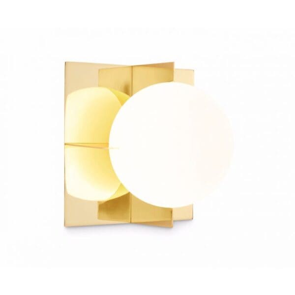 PLANE SURFACE - wall - shiny gold structure and opal lampshade