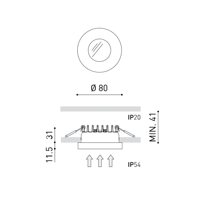 Arkoslight PUCK RECESSED IP54 M 3000K - ceiling recessed - textured white - Image 3