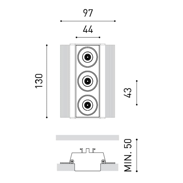 Arkoslight BLACK FOSTER TRIMLESS 3 FLOOD 3000K - ceiling recessed- matt black - Image 3