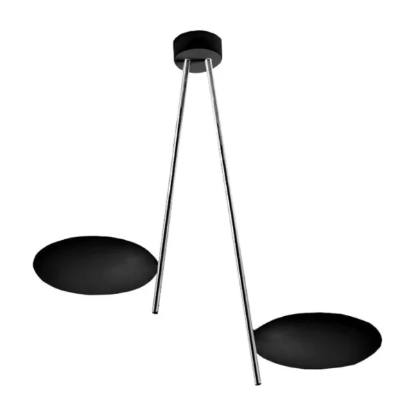Catellani & Smith LEDERAM C2 - ceiling - black discs, satin rods, black base