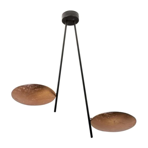 Catellani & Smith LEDERAM C2 - ceiling - copper discs, black rods, black base
