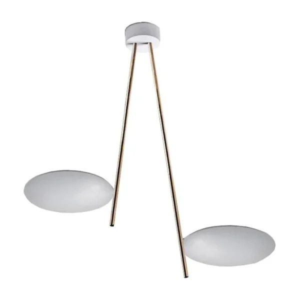 Catellani & Smith LEDERAM C2 - ceiling - white discs, gold rods, white base