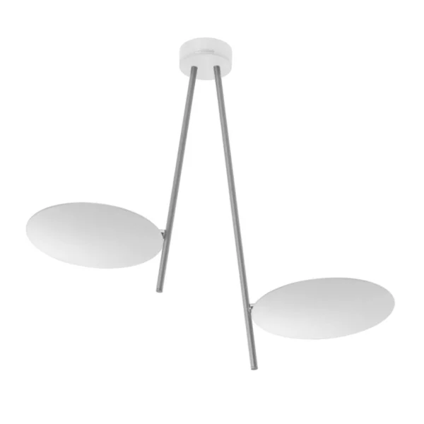 Catellani & Smith LEDERAM C2 - ceiling - white discs, satin rods, white base