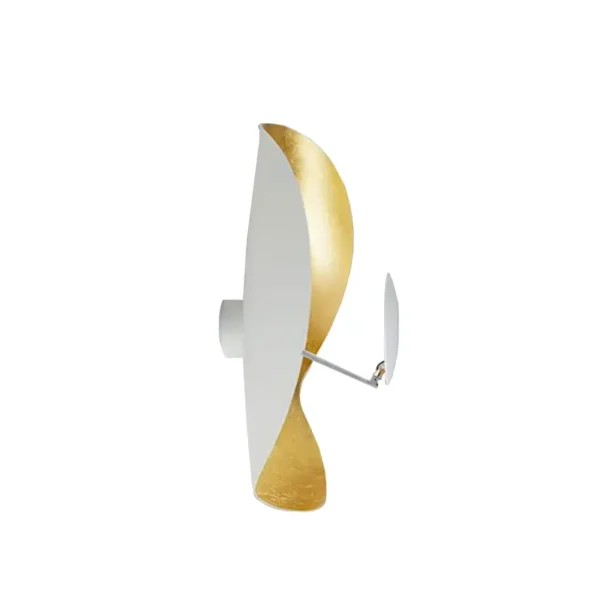 Catellani & Smith LEDERAM MANTA CWS1 - ceiling or wall - shade white/gold, satin rod, white disc, white base
