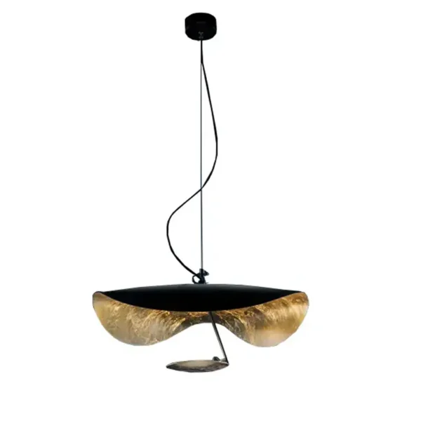 Catellani & Smith LEDERAM MANTA S1 - suspension - shade black/copper, black rod, copper disc, black base