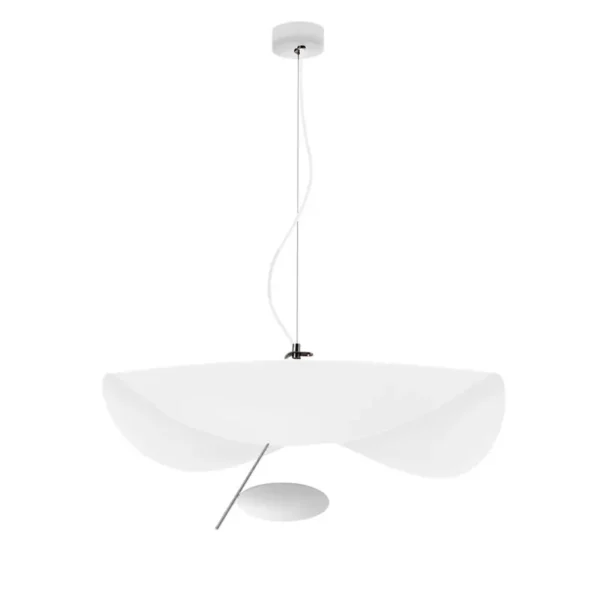 Catellani & Smith LEDERAM MANTA S1 - suspension - shade white/white, satin rod, white disc, white base