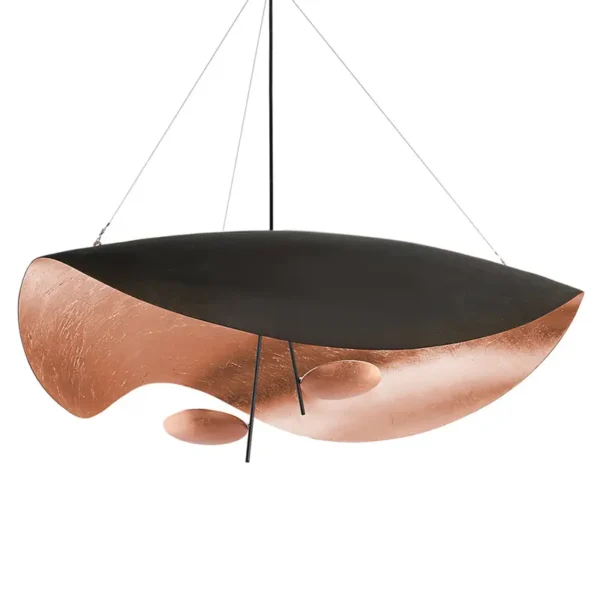 Catellani & Smith LEDERAM MANTA S2 - suspension - shade black/copper, black rod, copper disc, black base