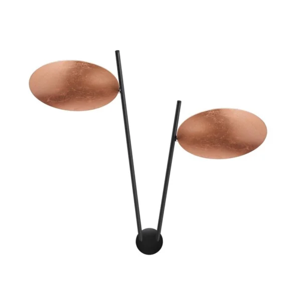 Catellani & Smith LEDERAM W2 - wall - copper discs, black rods, black base