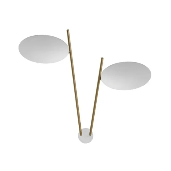 Catellani & Smith LEDERAM W2 - wall - white discs, gold rods, white base