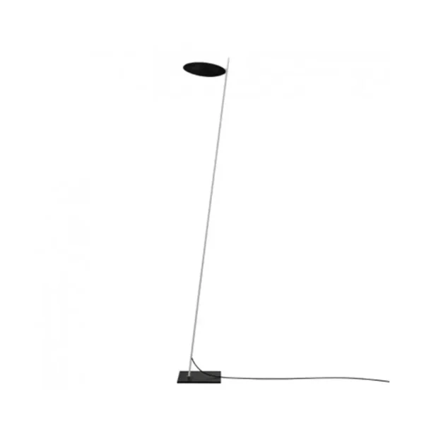 Catellani & Smith LEDERAM F0 - floor - black disc, satin rod, black base