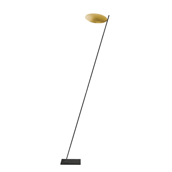Catellani & Smith LEDERAM F0 - floor - golden leaf disc, black shaft, black base