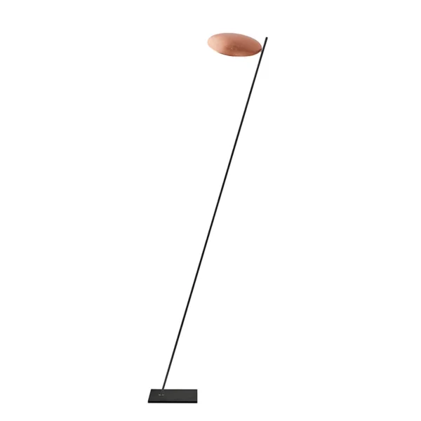 Catellani & Smith LEDERAM F0 - floor - copper leaf disc, black shaft, black base