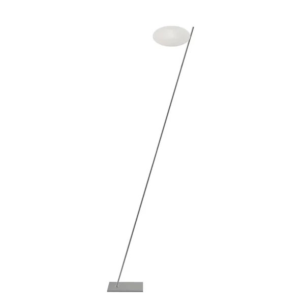 Catellani & Smith LEDERAM F0 - floor - white disc, satin rod, white base