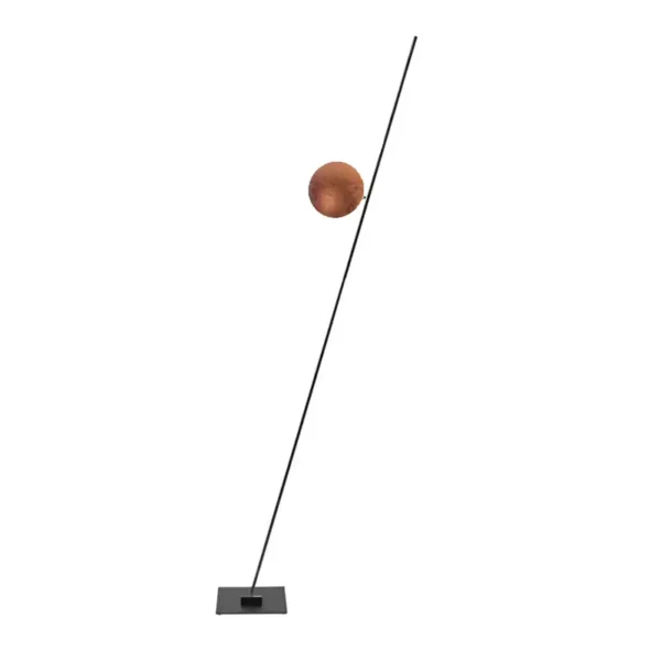 Catellani & Smith LEDERAM F1 - floor - copper leaf disc, black shaft, black base