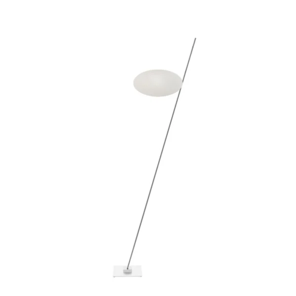 Catellani & Smith LEDERAM F1 - floor - white disc, satin rod, white base