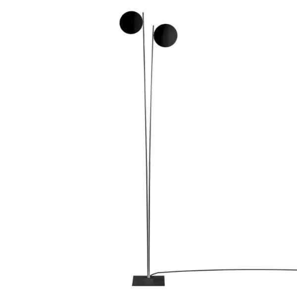 Catellani & Smith LEDERAM F2 - floor - black disc, satin rod, black base