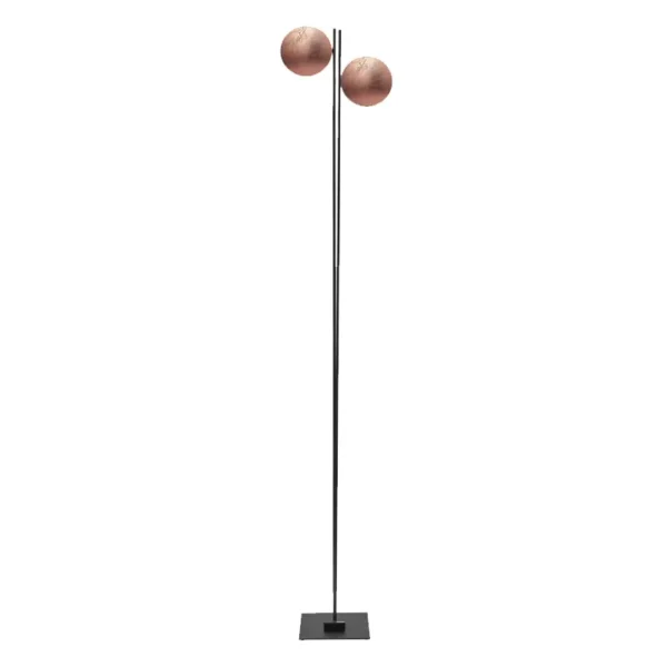 Catellani & Smith LEDERAM F2 - floor - copper leaf disc, black shaft, black base